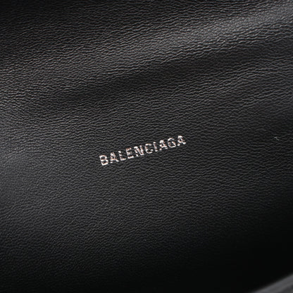 HOURGLASS XS アワーグラス ハンドバッグ レザー ブラック クロコ型押し 2WAY バレンシアガ バッグ BALENCIAGA