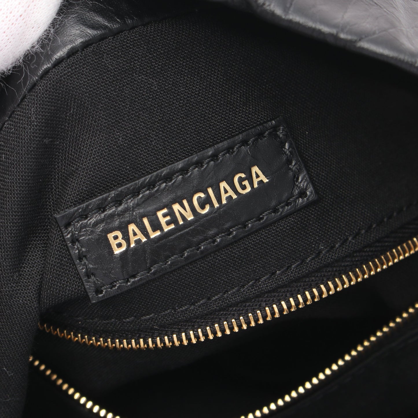 Crush スモール トートバッグ チェーンショルダーバッグ レザー ブラック バレンシアガ バッグ BALENCIAGA