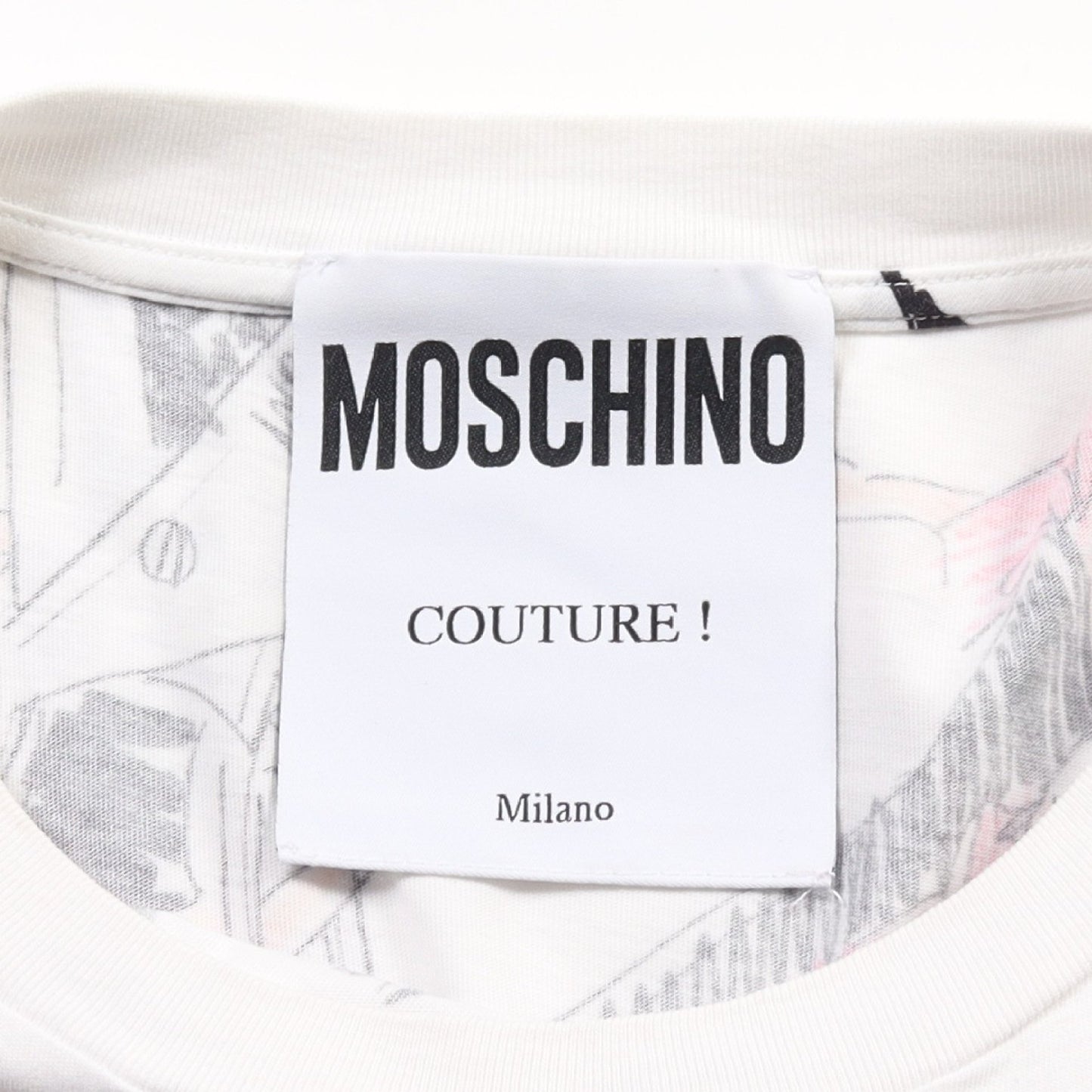 オーバーサイズ Tシャツ モデル柄 コットン ホワイト マルチカラー モスキーノ トップス MOSCHINO