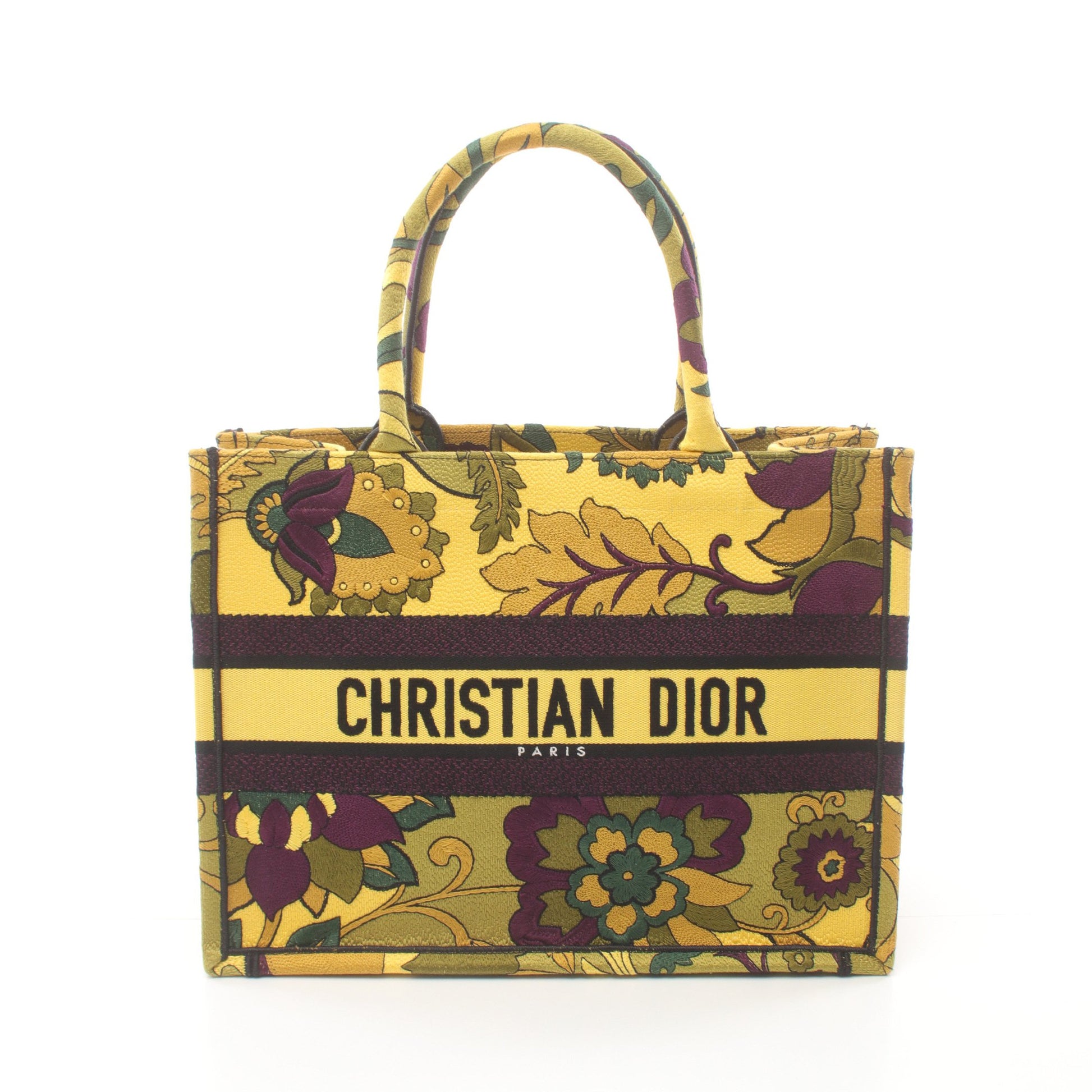 BOOK TOTE ブックトート ミディアム ハンドバッグ トートバッグ キャンバス イエロー マルチカラー クリスチャンディオール バッグ Christian Dior