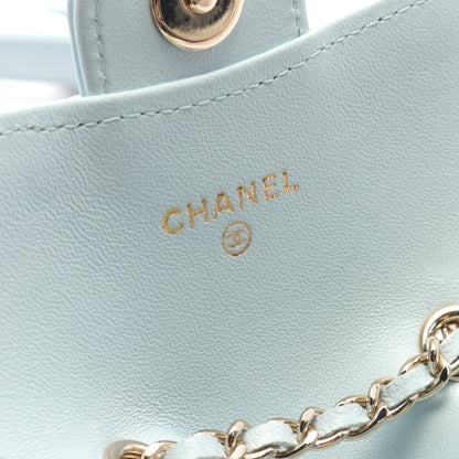 マトラッセ ミニベルトバッグ ウエストバッグ レザー ライトブルー ゴールド金具 シャネル バッグ CHANEL