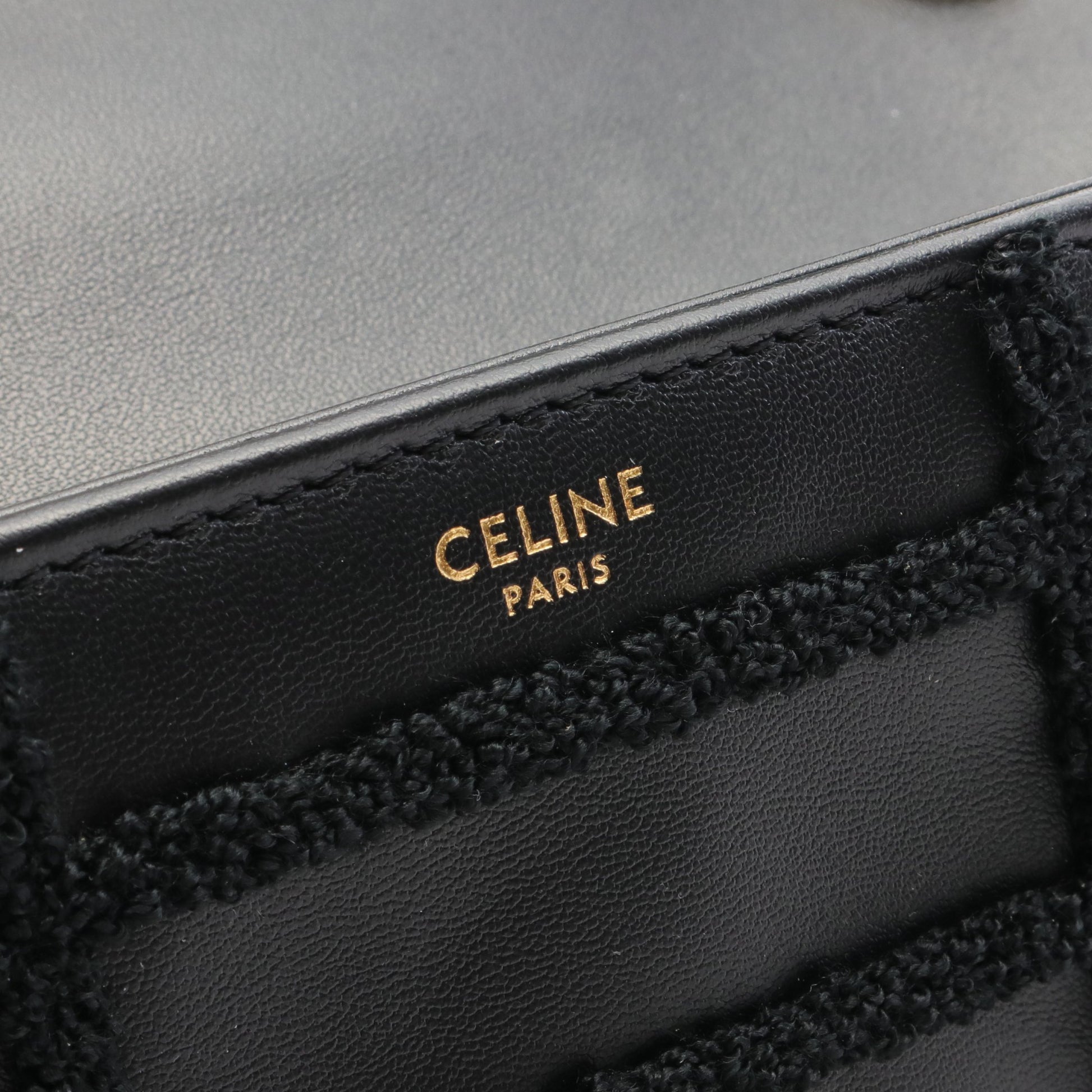 モノクローム チェーンショルダーバッグ レザー パイル ブラック セリーヌ バッグ CELINE