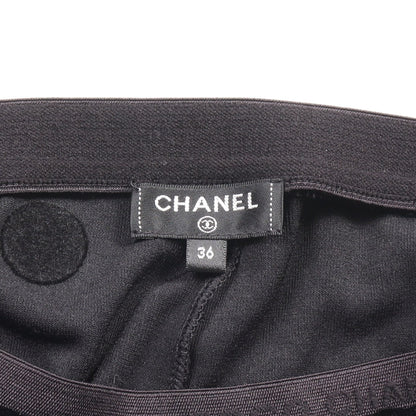 モチーフ付き ベルベット レギンス パンツ ビスコース ブラック ゴールド シャネル ボトムス CHANEL