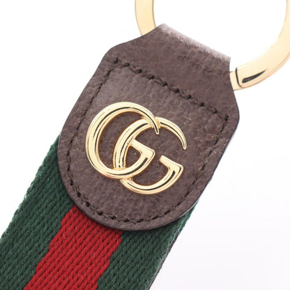 オフィディア シェリーライン キーホルダー レザー キャンバス ブラウン マルチカラー グッチ 財布・小物 GUCCI