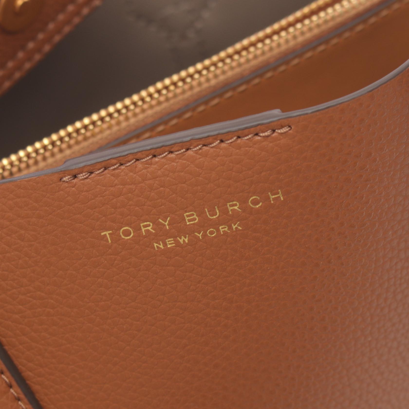 ペリー スモール トリプルコンパートメント ハンドバッグ レザー ブラウン トリーバーチ バッグ TORY BURCH