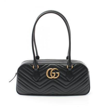 GGマーモント ミディアム トップハンドルバッグ ハンドバッグ トートバッグ レザー ブラック グッチ バッグ GUCCI