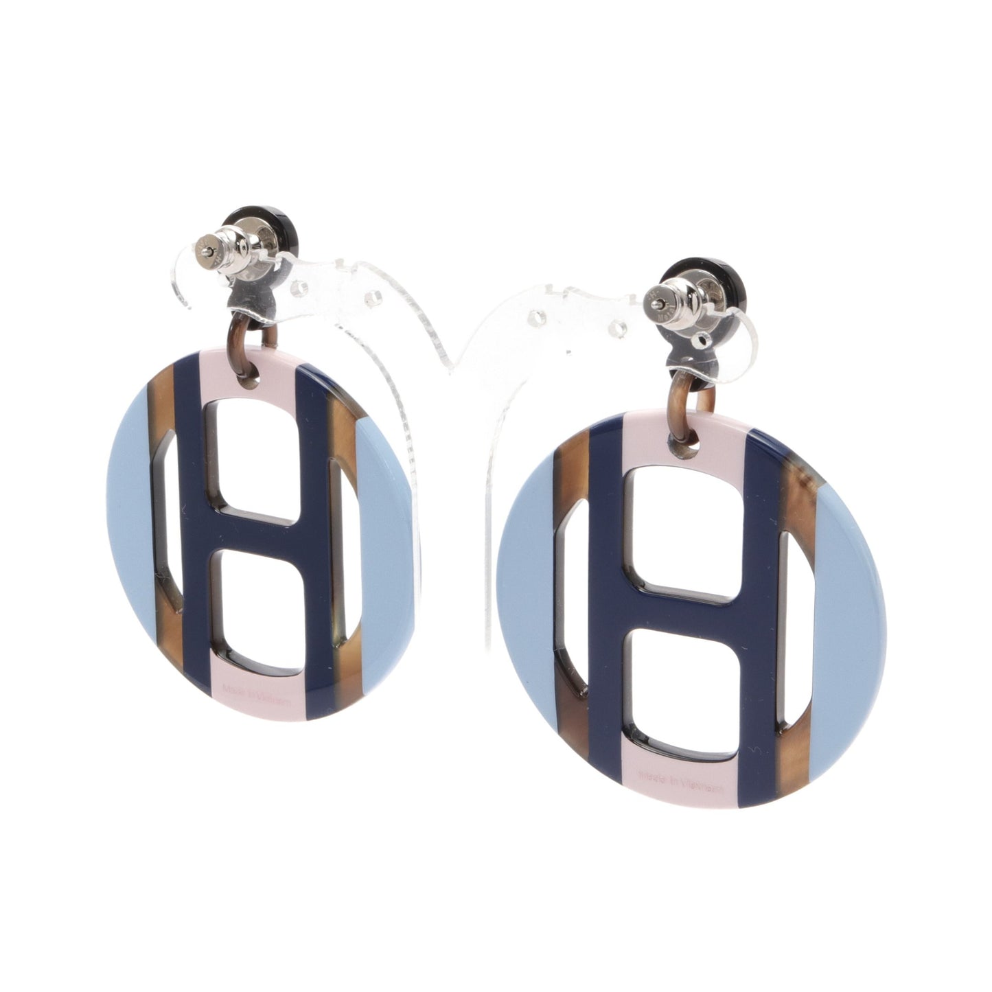 Hエキップ ピアス バッファローホーン ブルー マルチカラー エルメス アクセサリー HERMES