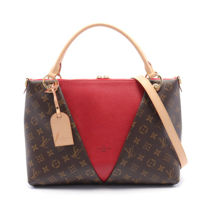 Vトート MM モノグラム スリーズ ハンドバッグ PVC レザー ブラウン レッド 2WAY ルイヴィトン バッグ LOUIS VUITTON