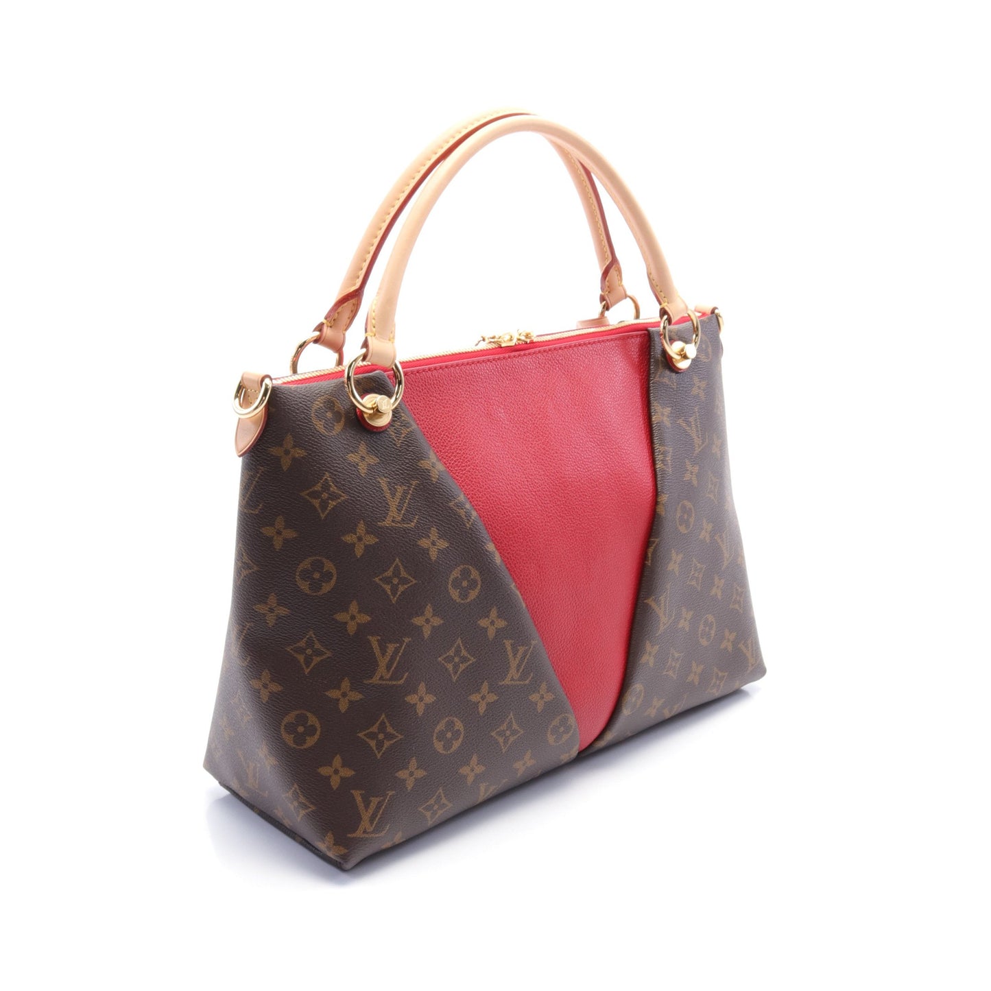 Vトート MM モノグラム スリーズ ハンドバッグ PVC レザー ブラウン レッド 2WAY ルイヴィトン バッグ LOUIS VUITTON