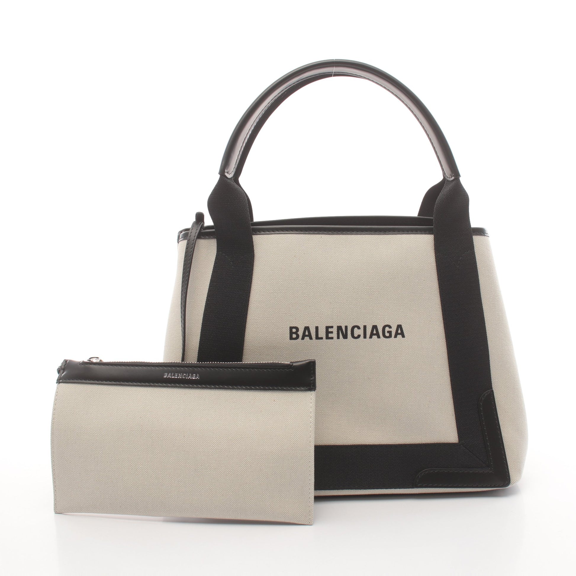 NAVY CABAS S ネイビーカバ ハンドバッグ トートバッグ キャンバス レザー ライトベージュ ブラック バレンシアガ バッグ BALENCIAGA