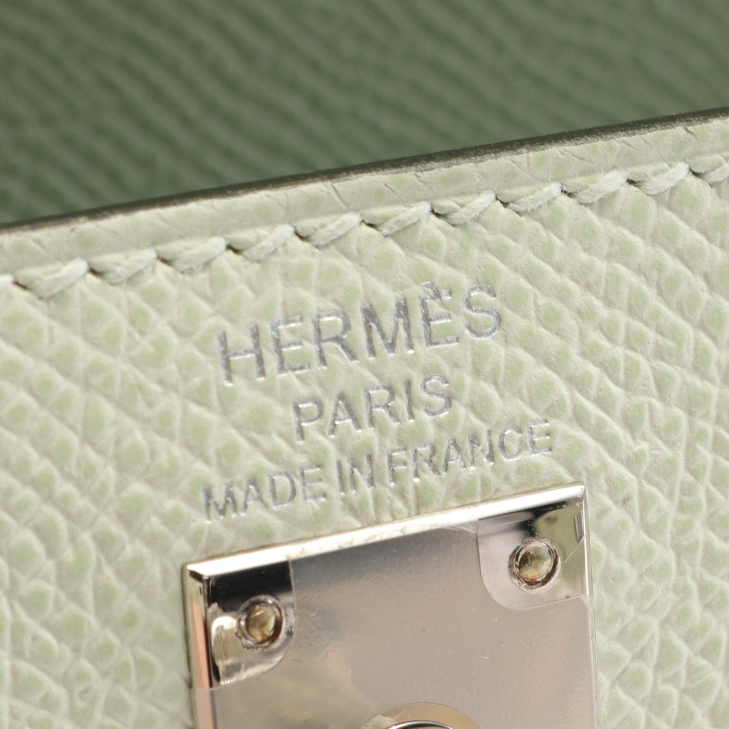 ケリー25 ハンドバッグ ヴォーエプソン ライトグリーン シルバー金具 外縫い 2WAY B刻印 エルメス バッグ HERMES