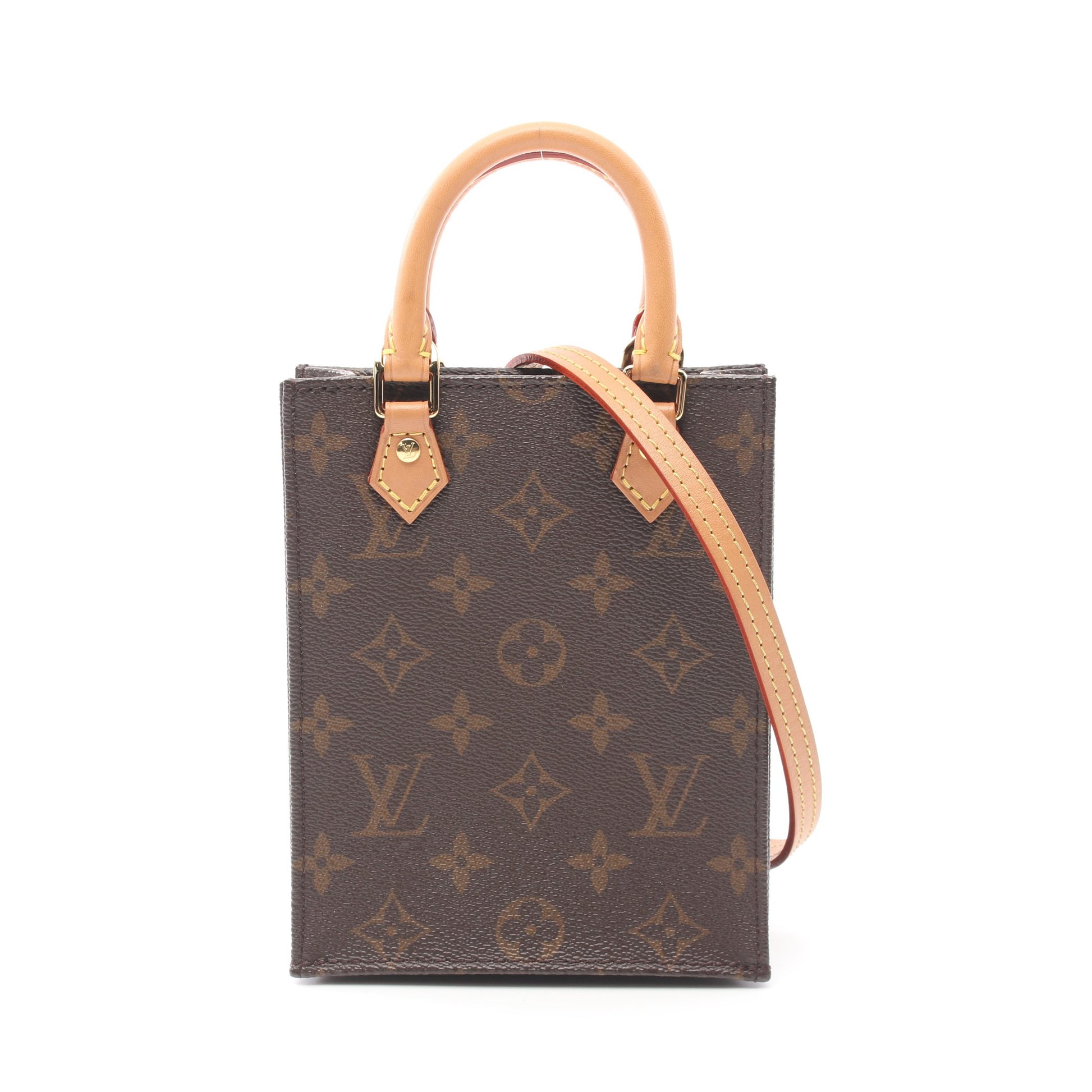 プティット サックプラ モノグラム ハンドバッグ PVC レザー ブラウン 2WAY ルイヴィトン バッグ LOUIS VUITTON