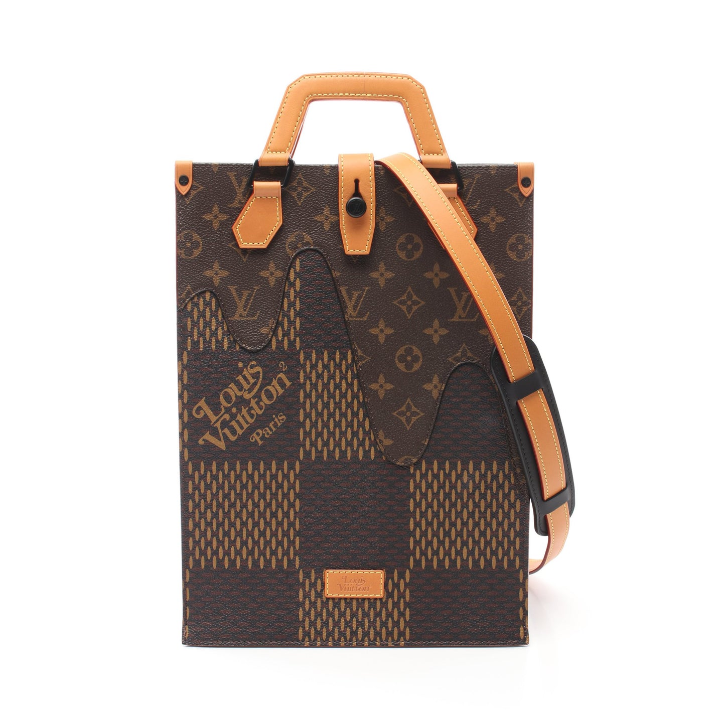 LOUIS VUITTON × NIGO ミニトート LVスクエアード ダミエエベヌジャイアント モノグラム ハンドバッグ トートバッグ PVC レザー ブラウン 2WAY ルイヴィトン バッグ LOUIS VUITTON