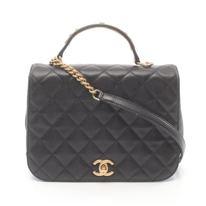 マトラッセ チェーンショルダーバッグ キャビアスキン ブラック ゴールド金具 2WAY シャネル バッグ CHANEL