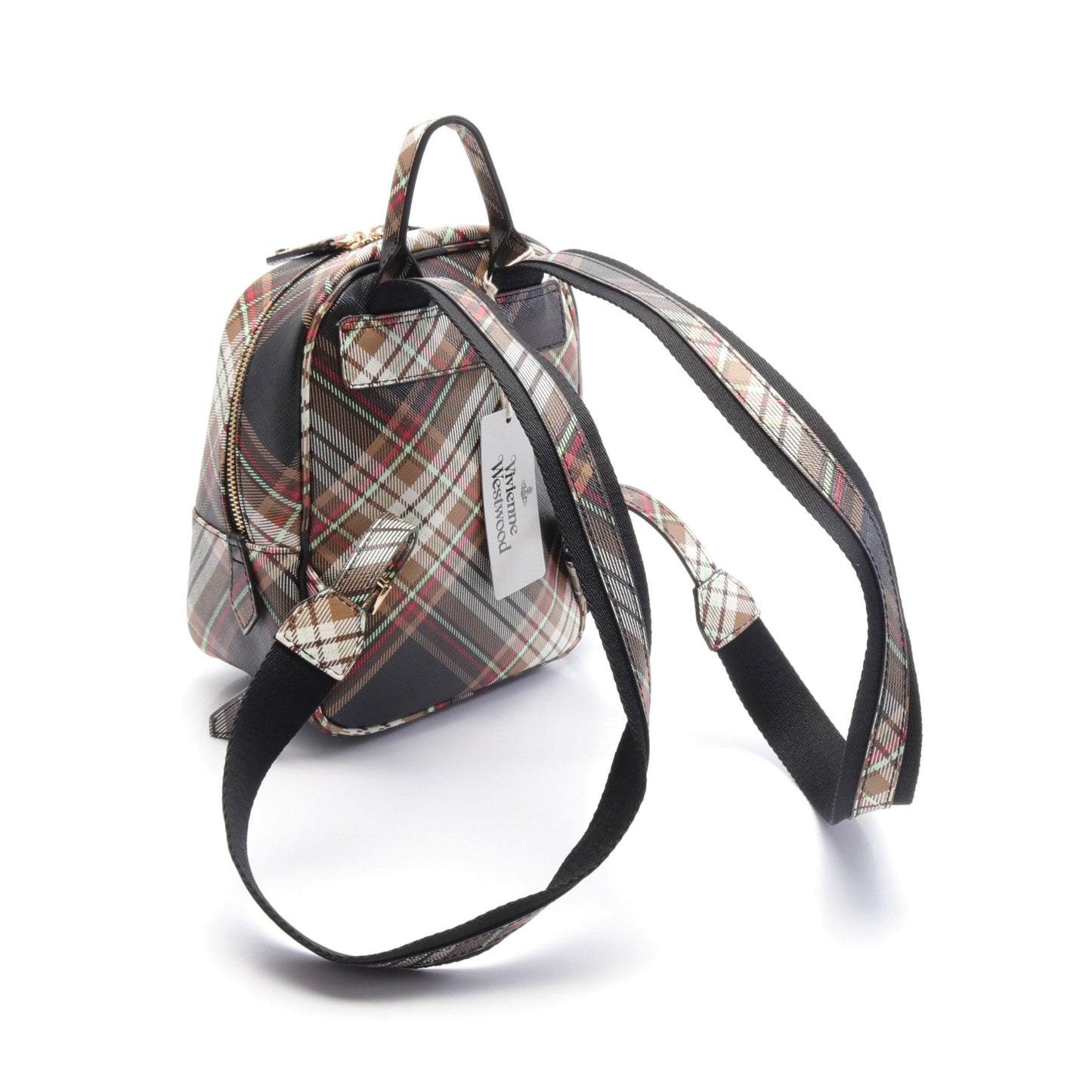 TARTAN BACKPACK バックパック リュックサック オーブ タータンチェック フェイクレザー ブラウン ブラック マルチカラー ヴィヴィアンウエストウッドレッドレーベル バッグ Vivienne Westwood Red Label