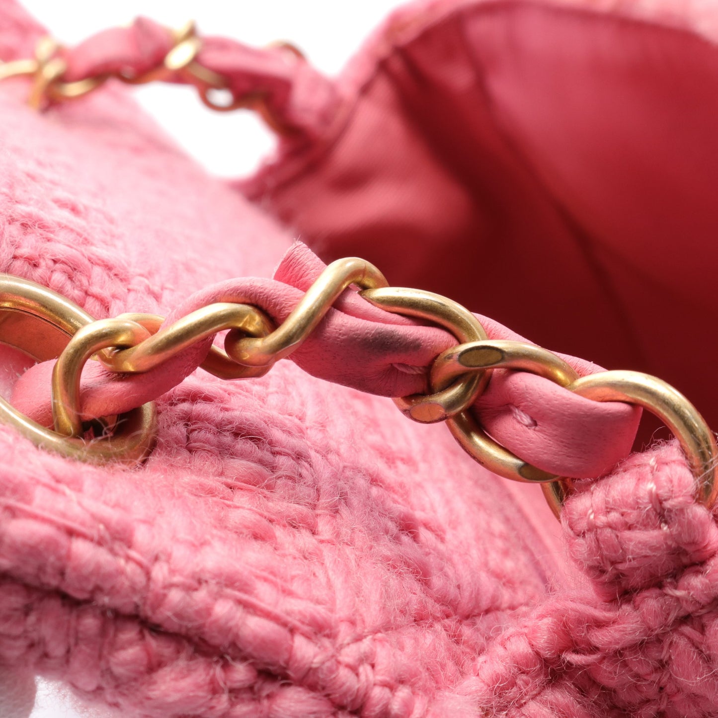 ミニマトラッセ チェーンショルダーバッグ ボア ツイード ピンク マットゴールド金具 シャネル バッグ CHANEL