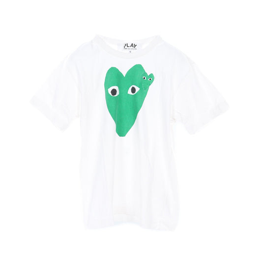 ダブルハート Tシャツ コットン ホワイト グリーン プレイコムデギャルソン トップス PLAY COMME des GARCONS