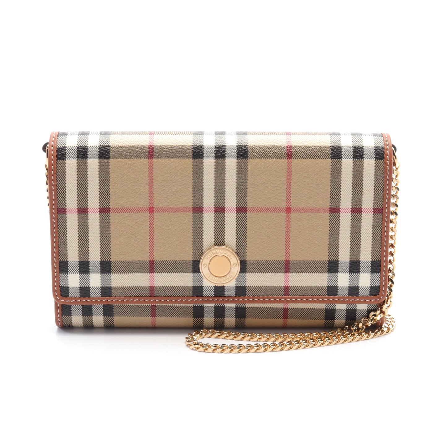 HANNAH チェーンショルダーバッグ PVC レザー ベージュ ブラウン マルチカラー バーバリー バッグ BURBERRY