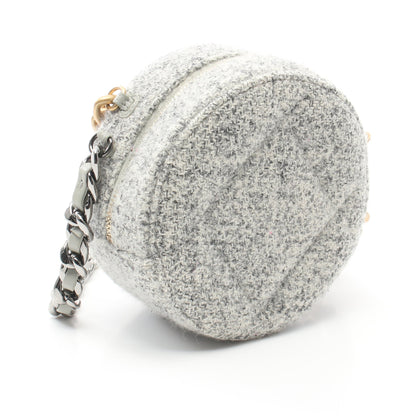 シャネル19 マトラッセ チェーンショルダーバッグ ツイード レザー グレー コンビ金具 シャネル バッグ CHANEL