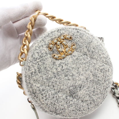 シャネル19 マトラッセ チェーンショルダーバッグ ツイード レザー グレー コンビ金具 シャネル バッグ CHANEL
