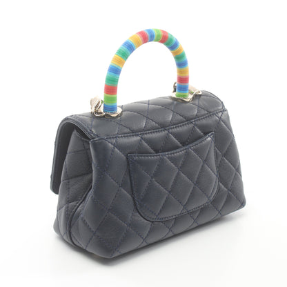 ココハンドルXXS トップハンドル ハンドバッグ ラムスキン ネイビー マルチカラー ゴールド金具 2WAY シャネル バッグ CHANEL