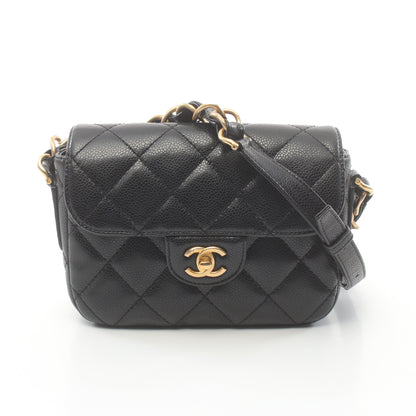 ミニマトラッセ チェーンショルダーバッグ キャビアスキン ブラック ゴールド金具 シャネル バッグ CHANEL