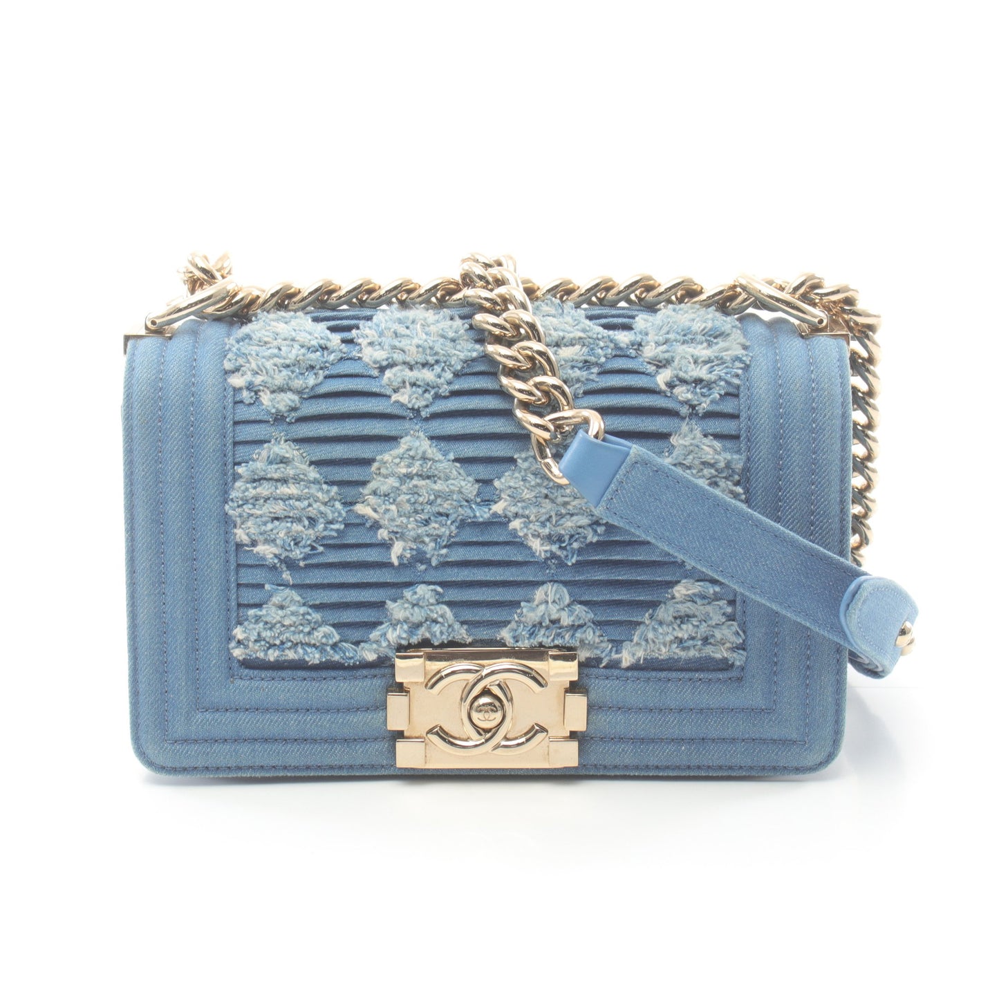 ボーイシャネル スモール チェーンショルダーバッグ デニム インディゴブルー ゴールド金具 シャネル バッグ CHANEL