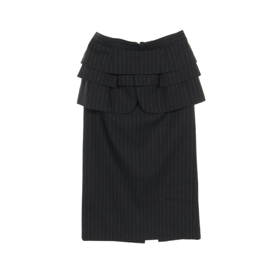 Chalk Stripe Skirt スカート ストライプ ティアード ウール ブラック 23AW サカイ ボトムス Sacai