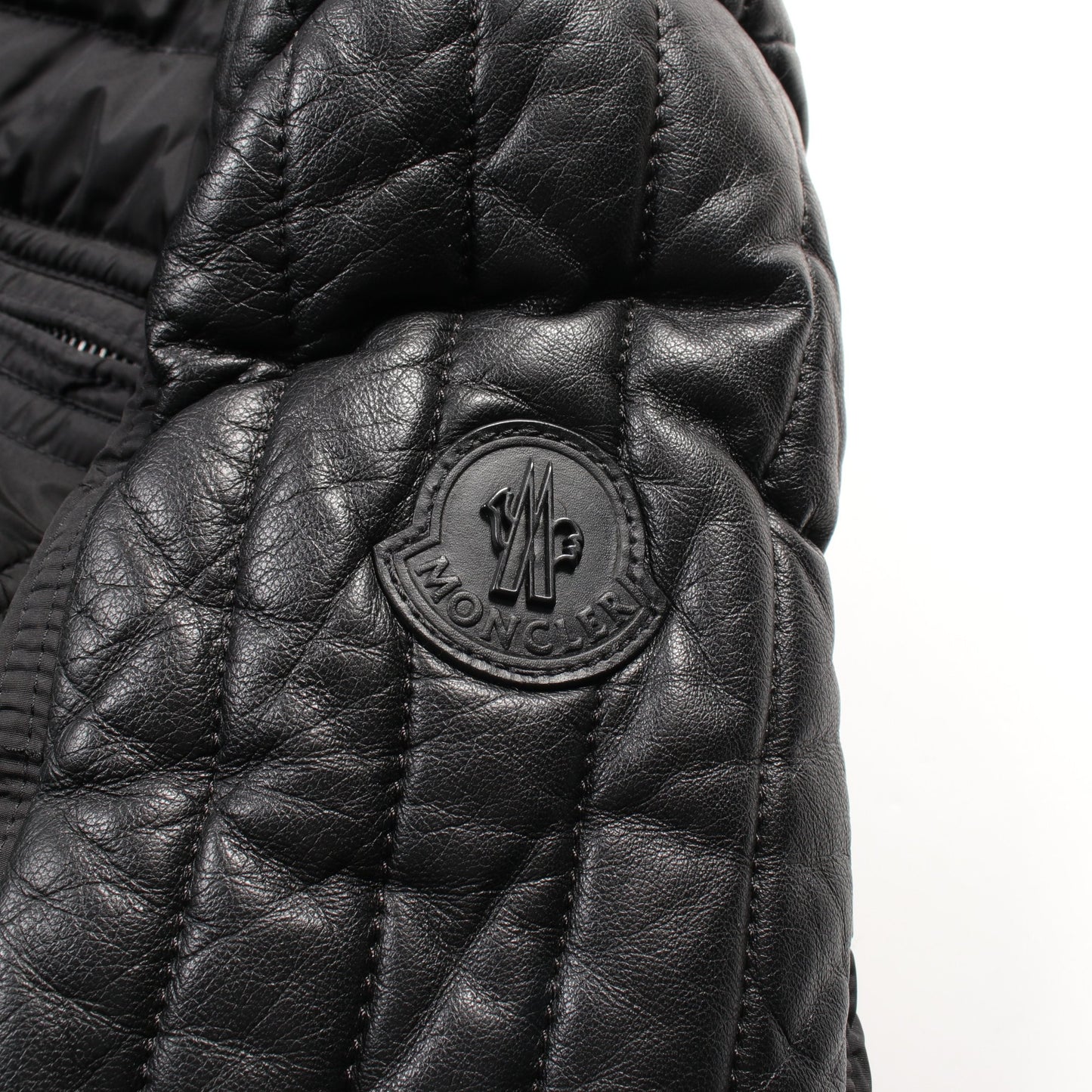 BAHR ダウンジャケット ナイロン レザー ブラック モンクレール アウター MONCLER