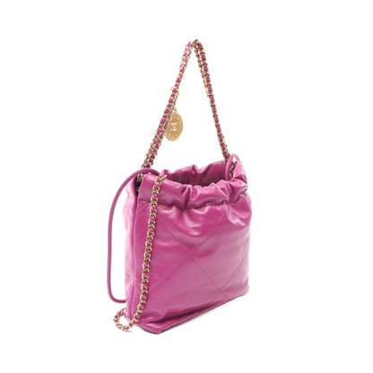 CHANEL 22 ミニ チェーンショルダーバッグ レザー ピンクパープル ゴールド金具 シャネル バッグ CHANEL