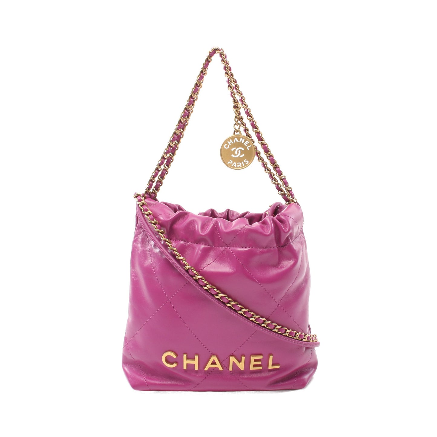CHANEL 22 ミニ チェーンショルダーバッグ レザー ピンクパープル ゴールド金具 シャネル バッグ CHANEL