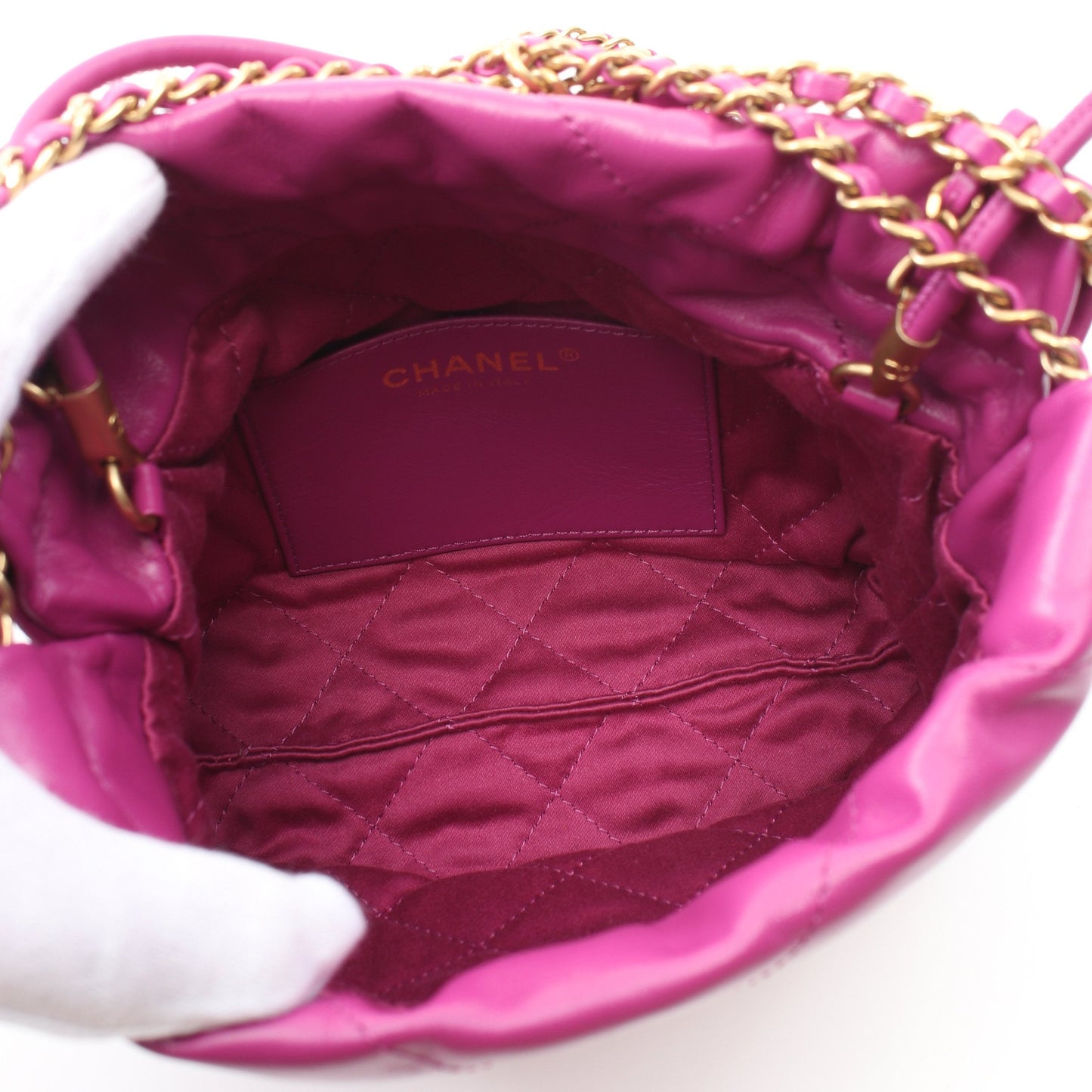 CHANEL 22 ミニ チェーンショルダーバッグ レザー ピンクパープル ゴールド金具 シャネル バッグ CHANEL