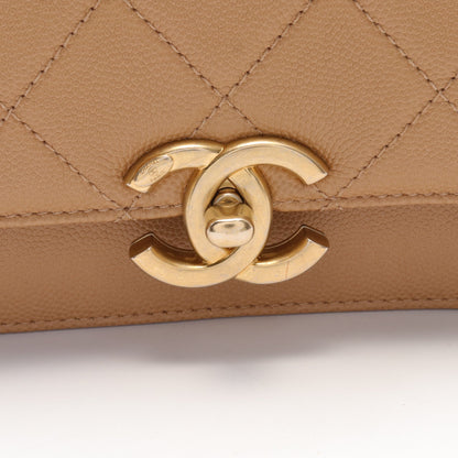 マトラッセ チェーンショルダーバッグ キャビアスキン ベージュ マットゴールド金具 シャネル バッグ CHANEL