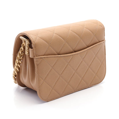 マトラッセ チェーンショルダーバッグ キャビアスキン ベージュ マットゴールド金具 シャネル バッグ CHANEL