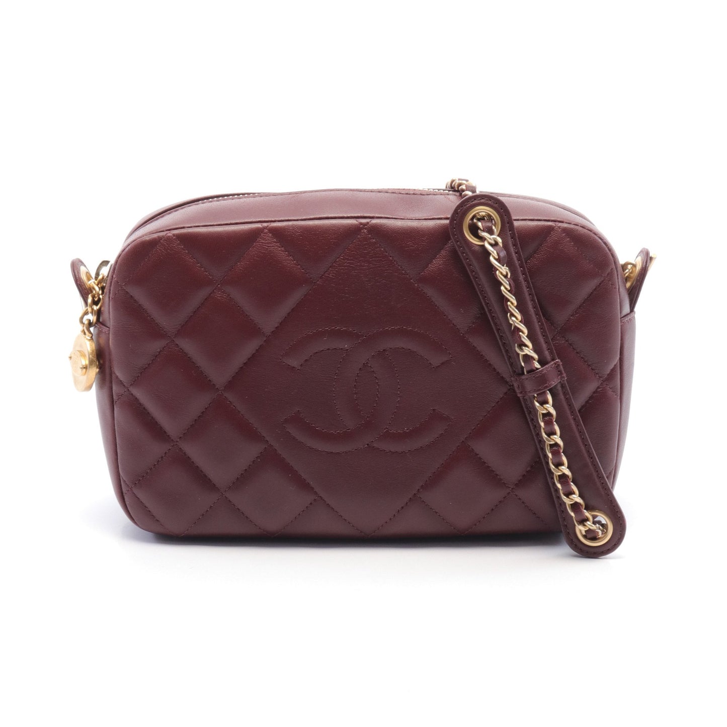 マトラッセ チェーンショルダーバッグ レザー ボルドー ゴールド金具 シャネル バッグ CHANEL