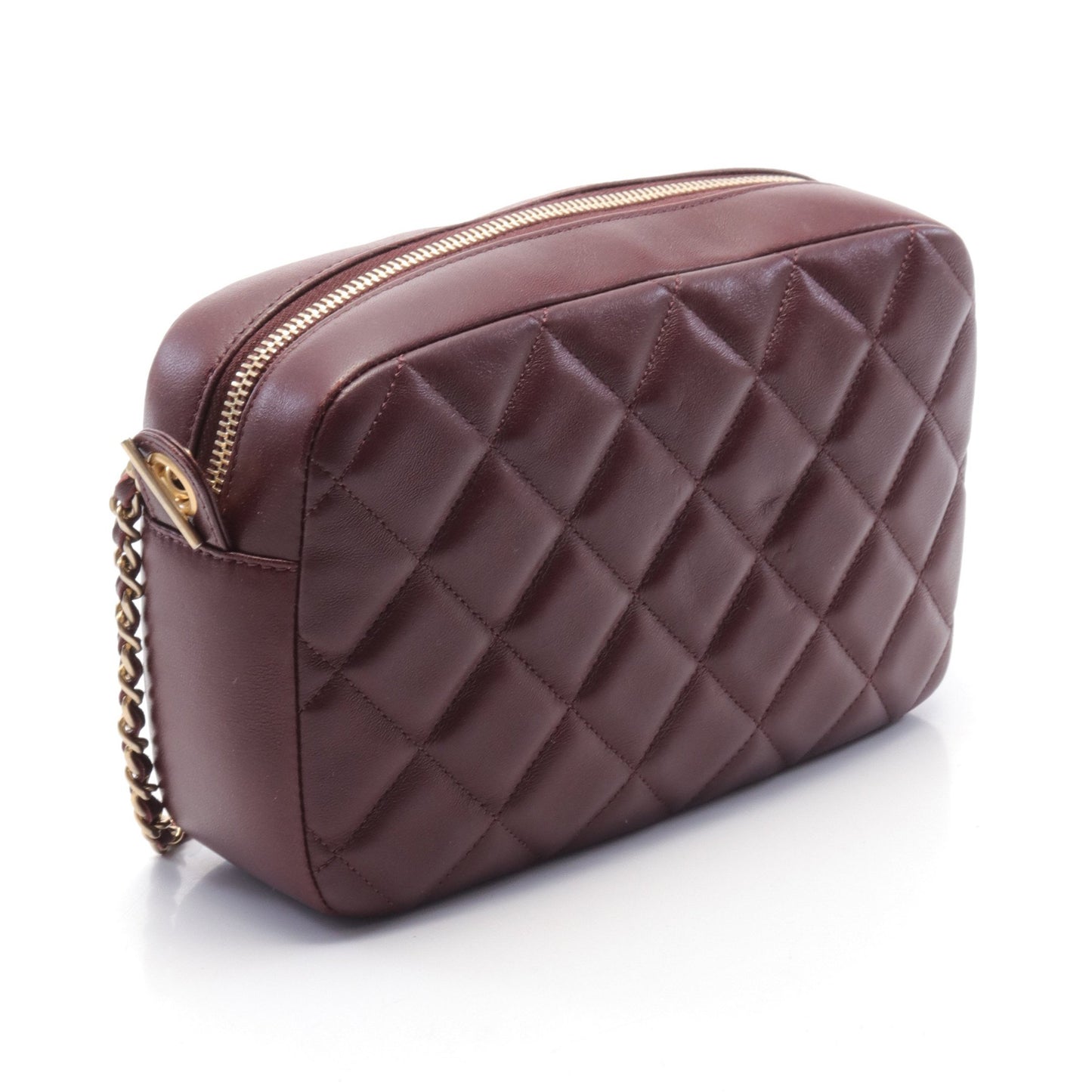 マトラッセ チェーンショルダーバッグ レザー ボルドー ゴールド金具 シャネル バッグ CHANEL