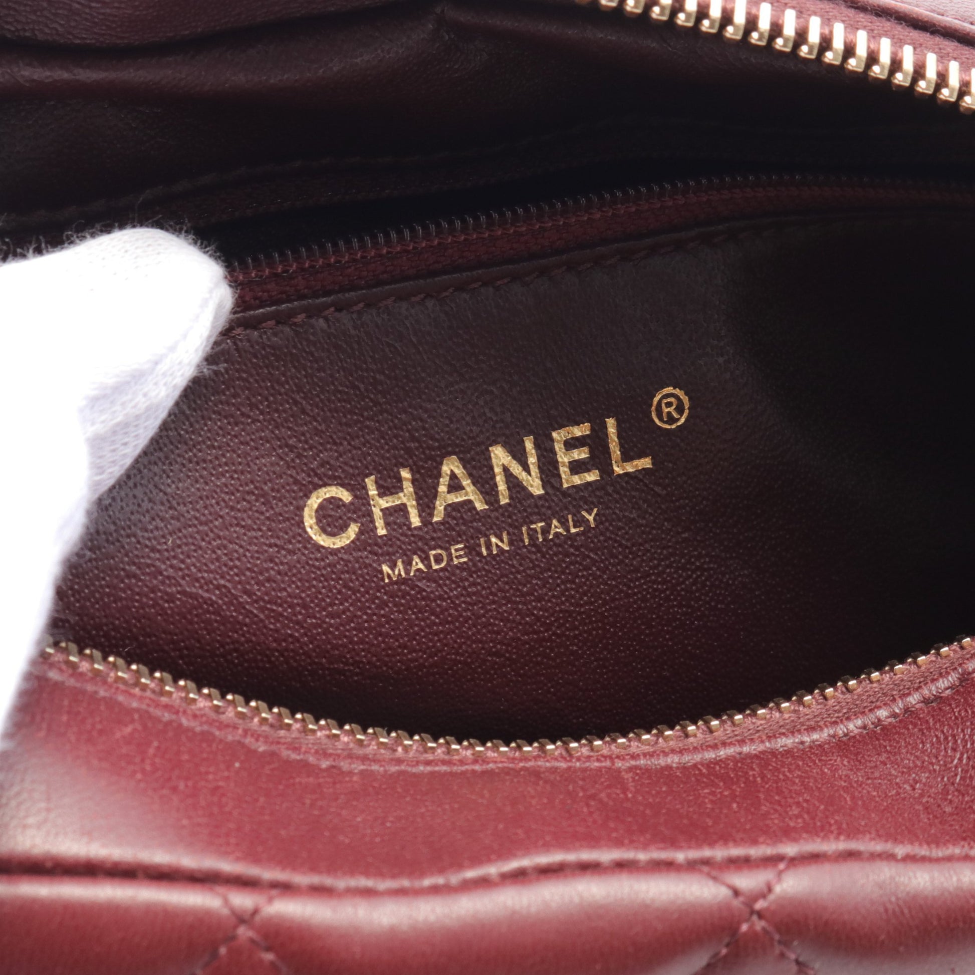 マトラッセ チェーンショルダーバッグ レザー ボルドー ゴールド金具 シャネル バッグ CHANEL