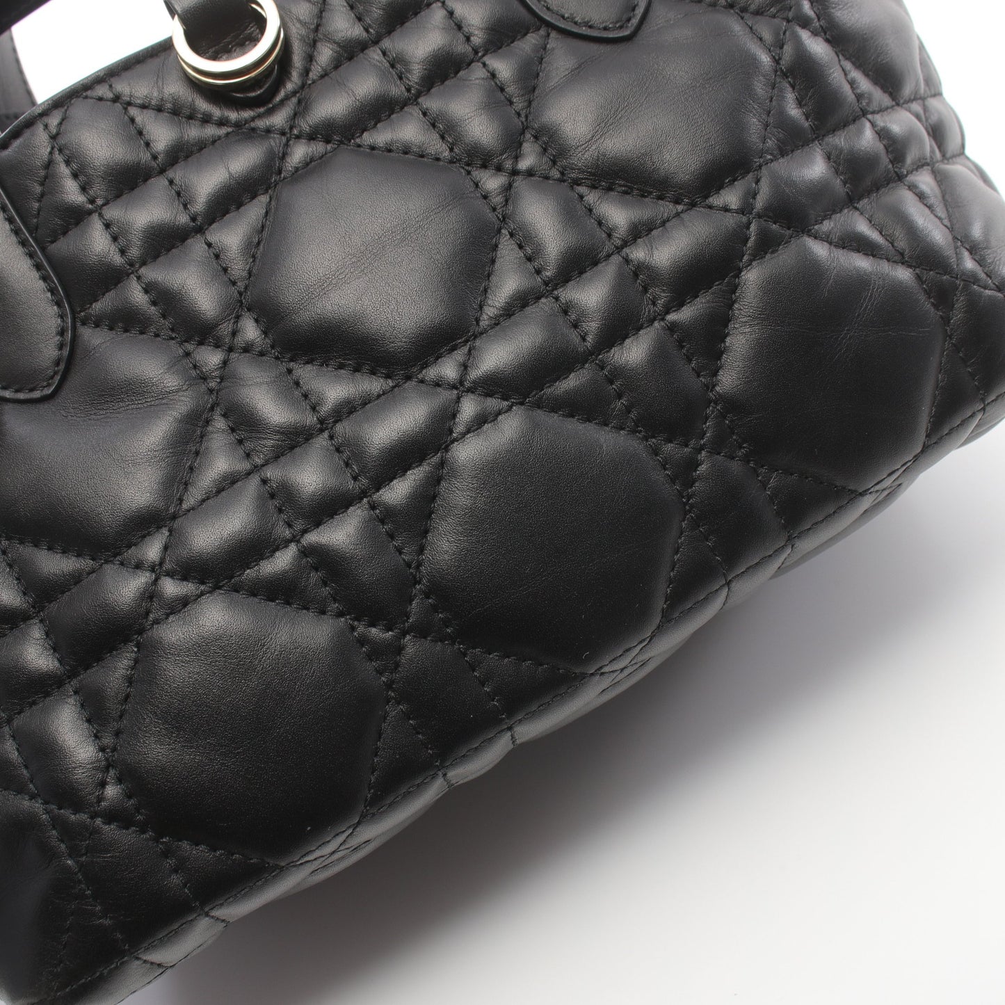 Toujours トゥージュール スモール カナージュ ハンドバッグ レザー ブラック クリスチャンディオール バッグ Christian Dior