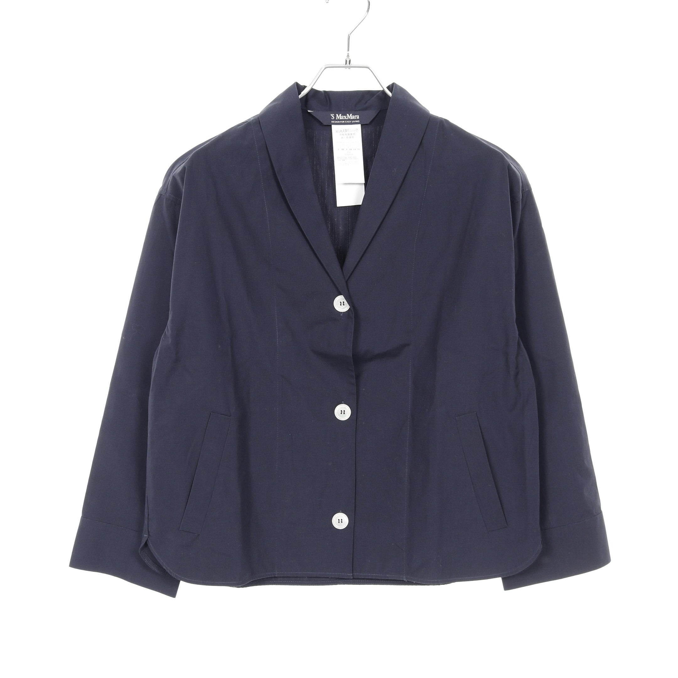 ポプリン シャツ ジャケット コットン ネイビー エスマックスマーラ
