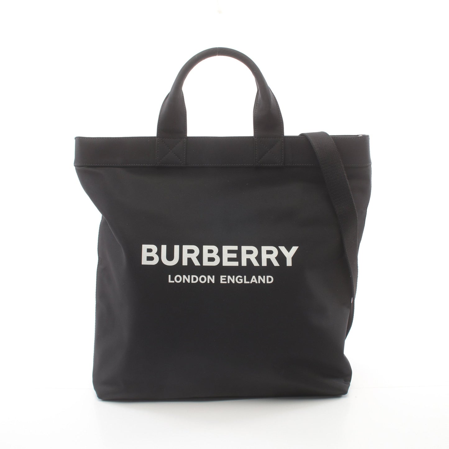 ECONYL ハンドバッグ トートバッグ ナイロン レザー ブラック 2WAY バーバリー バッグ BURBERRY