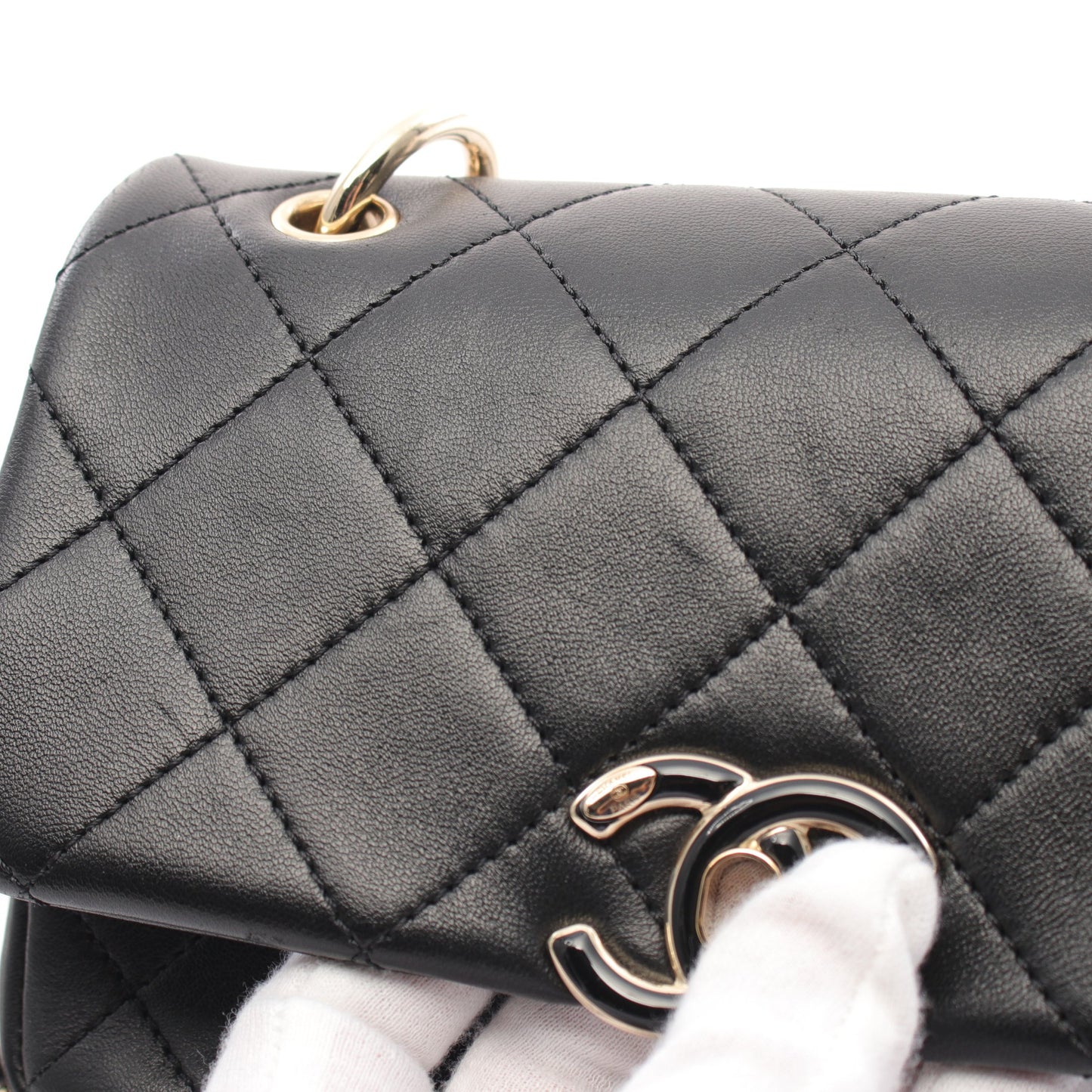マトラッセ チェーンショルダーバッグ ラムスキン ブラック ゴールド金具 シャネル バッグ CHANEL
