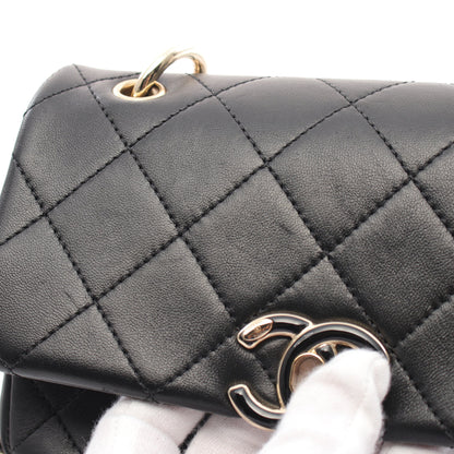 マトラッセ チェーンショルダーバッグ ラムスキン ブラック ゴールド金具 シャネル バッグ CHANEL