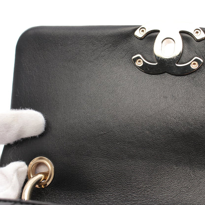 マトラッセ チェーンショルダーバッグ ラムスキン ブラック ゴールド金具 シャネル バッグ CHANEL