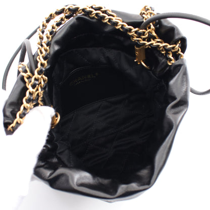 CHANEL 22 ミニ チェーンショルダーバッグ ボーダー ラムスキン ブラック オフホワイト ゴールド金具 2WAY シャネル バッグ CHANEL