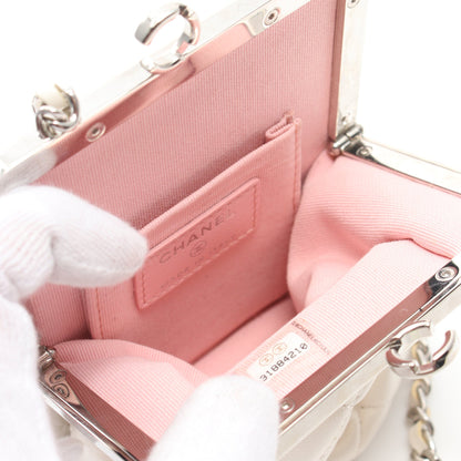 マトラッセ チェーンショルダーバッグ レザー ホワイト シルバー金具 シャネル バッグ CHANEL