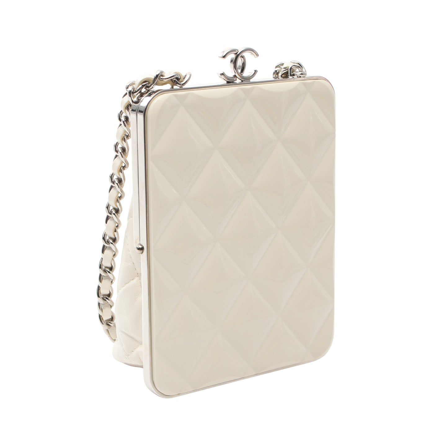 マトラッセ チェーンショルダーバッグ レザー ホワイト シルバー金具 シャネル バッグ CHANEL