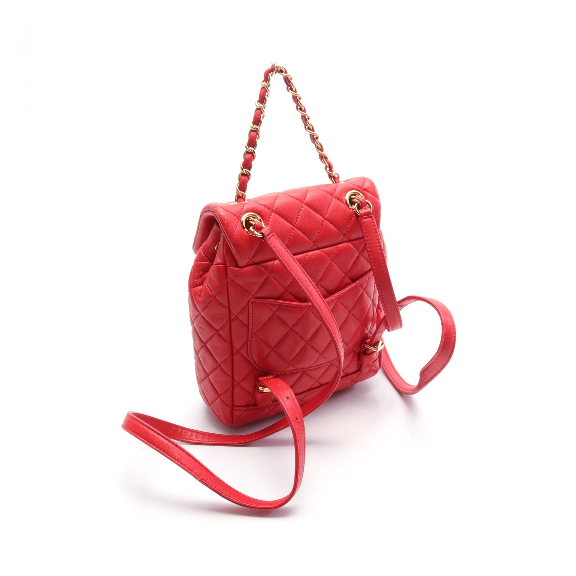 マトラッセ バックパック リュックサック ラムスキン レッド ゴールド金具 シャネル バッグ CHANEL