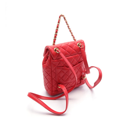 マトラッセ バックパック リュックサック ラムスキン レッド ゴールド金具 シャネル バッグ CHANEL