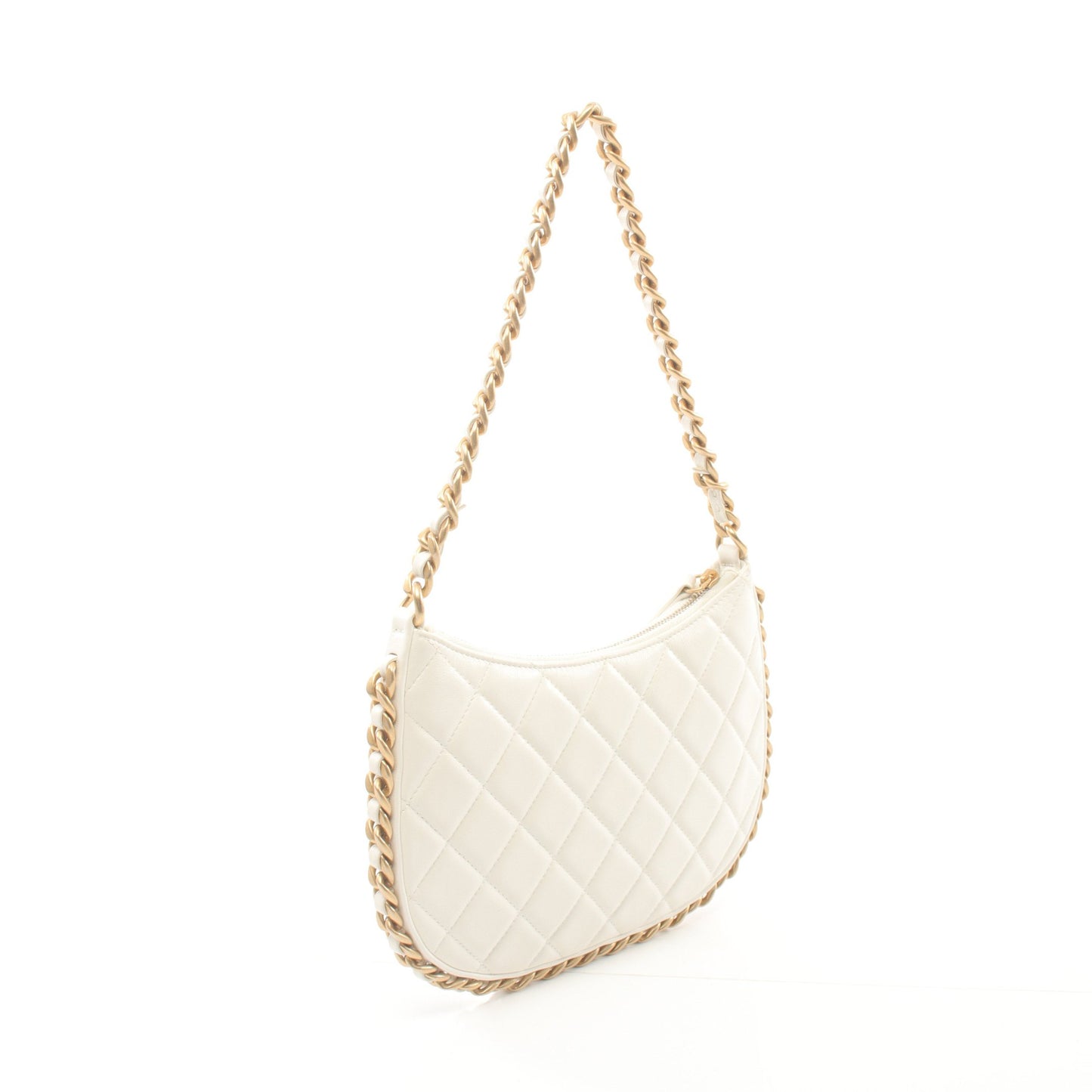 チェーンショルダーバッグ ラムスキン オフホワイト ゴールド金具 シャネル バッグ CHANEL