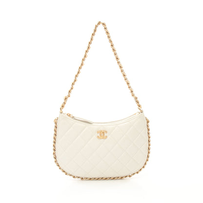 チェーンショルダーバッグ ラムスキン オフホワイト ゴールド金具 シャネル バッグ CHANEL